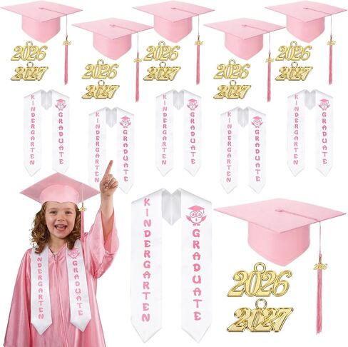 Coume 18 Pcs Kindergarten Graduation Caps and Stole Bulk with Tassel for Kids Kindergarten Preschool Hat and Sash in Kuwait