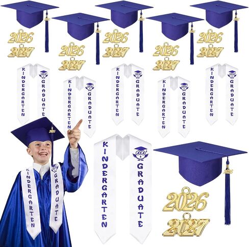 Coume 18 Pcs Kindergarten Graduation Caps and Stole Bulk with Tassel for Kids Kindergarten Preschool Hat and Sash in Kuwait