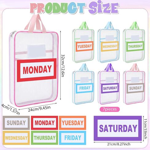 7 Pack Packing Cubes for Travel, Days of Week Outfit Organizers with Weekly Stickers, Mesh Bags for Camp Suitcase in Saudi Arabia