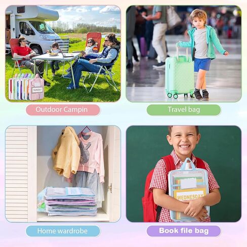 7 Pack Packing Cubes for Travel, Days of Week Outfit Organizers with Weekly Stickers, Mesh Bags for Camp Suitcase in Saudi Arabia