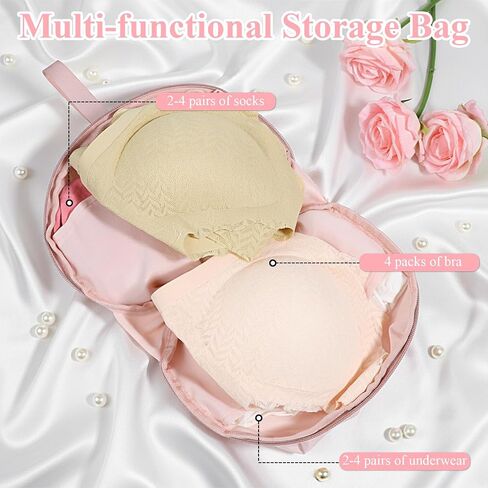 Travel Underwear Organizer Bag,Portable Lingerie Travel Bags Multi-Compartment Storage Underwear Bag For Traveling Lingerie Storage,Ideal For Suitcases and Carry-Ons in Kuwait