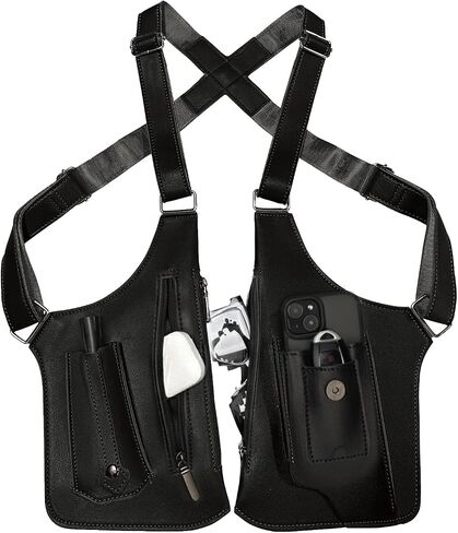 Underarm Shoulder Bag for Men, Leather Double Shoulder Armpit Bag with Adjustable Design & Multi-Pocket, Premium Wallet Holster for Outdoors, Travel (Black) in Saudi Arabia