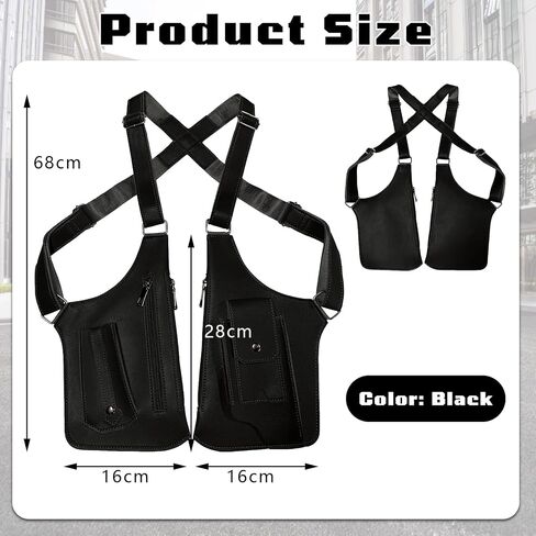 Underarm Shoulder Bag for Men, Leather Double Shoulder Armpit Bag with Adjustable Design & Multi-Pocket, Premium Wallet Holster for Outdoors, Travel (Black) in Saudi Arabia