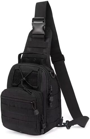 Tactical Crossbody Sling Bag, 600D Oxford Backpack with Molle System, Lightweight Multi-Pocket Bag for Hiking Camping Travel in Kuwait