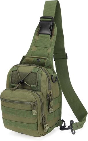 Tactical Crossbody Sling Bag, 600D Oxford Backpack with Molle System, Lightweight Multi-Pocket Bag for Hiking Camping Travel in Kuwait