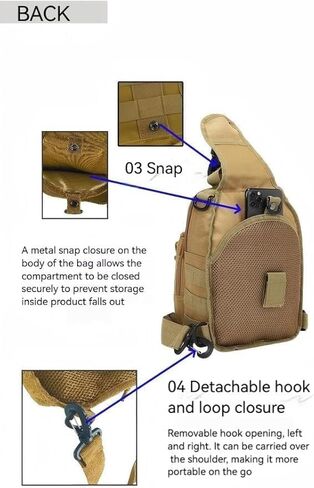 Tactical Crossbody Sling Bag, 600D Oxford Backpack with Molle System, Lightweight Multi-Pocket Bag for Hiking Camping Travel in Kuwait