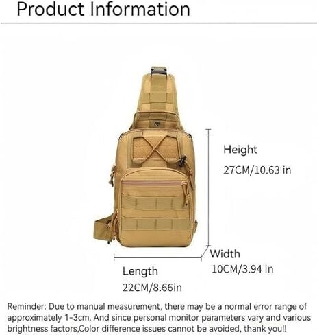Tactical Crossbody Sling Bag, 600D Oxford Backpack with Molle System, Lightweight Multi-Pocket Bag for Hiking Camping Travel in Kuwait