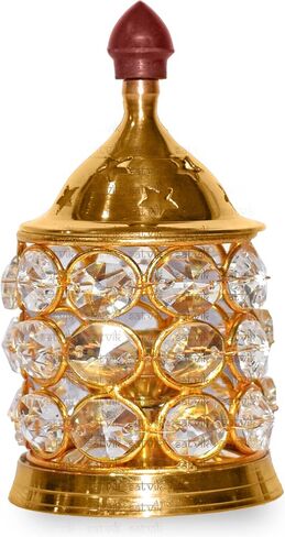 SATVIK 5 Inch Akhand Jyoti Diya with Premium Stones for Diwali Pooja. Decorative Brass Oil Lamp Whole Night Dia for Deepawali Decoration. Outdoor Mandir Decoration Housewarming Return Gift in Kuwait