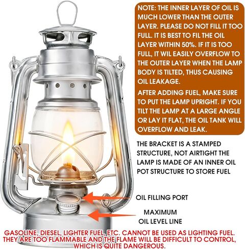 Pacify 2 Pack Kerosene Hurricane Lanterns, Vintage 10 Inch Oil Lamps for Indoor Outdoor Use, Retro Windproof Oil Lantern with Wick for Camping Emergency Patio Home Decor in Saudi Arabia