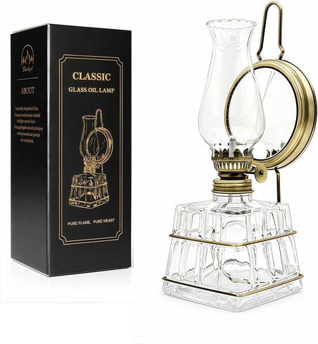 Vintage Glass Oil Lamp, Tabletop & Wall Mount Kerosene Lamp with 330ml Oil Capacity, 10.24" Retro Decorative Hurricane Lamp for Home Decor, Gift & Emergency Lighting(Gunmetal) in Saudi Arabia
