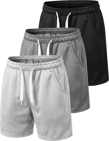 VOGRYE Boys Athletic 3 PackYouth Quick Dry Basketball Soccer with Pockets and Drawstring Waist, Kids Active Sports Shorts in Saudi Arabia