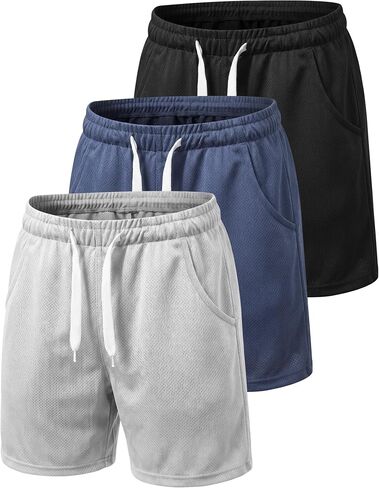 VOGRYE Boys Athletic 3 PackYouth Quick Dry Basketball Soccer with Pockets and Drawstring Waist, Kids Active Sports Shorts in Saudi Arabia