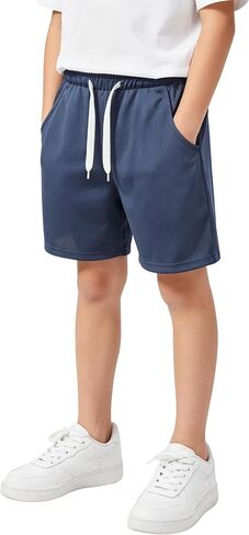 VOGRYE Boys Athletic 3 PackYouth Quick Dry Basketball Soccer with Pockets and Drawstring Waist, Kids Active Sports Shorts in Saudi Arabia