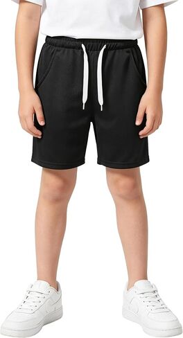 VOGRYE Boys Athletic 3 PackYouth Quick Dry Basketball Soccer with Pockets and Drawstring Waist, Kids Active Sports Shorts in Saudi Arabia