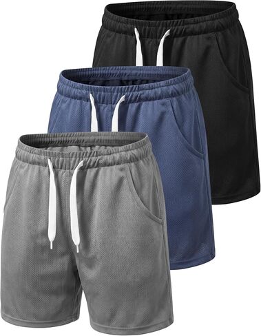 VOGRYE Boys Athletic 3 PackYouth Quick Dry Basketball Soccer with Pockets and Drawstring Waist, Kids Active Sports Shorts in Saudi Arabia