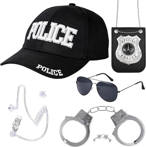 Yezmo Police Costume Accessories, Cop Costume Accessories Kit with Cop Hat Badge Handcuffs for Adult Halloween Dress up in Saudi Arabia
