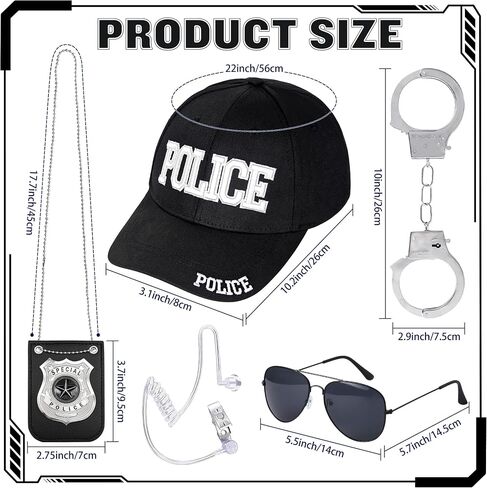 Yezmo Police Costume Accessories, Cop Costume Accessories Kit with Cop Hat Badge Handcuffs for Adult Halloween Dress up in Saudi Arabia