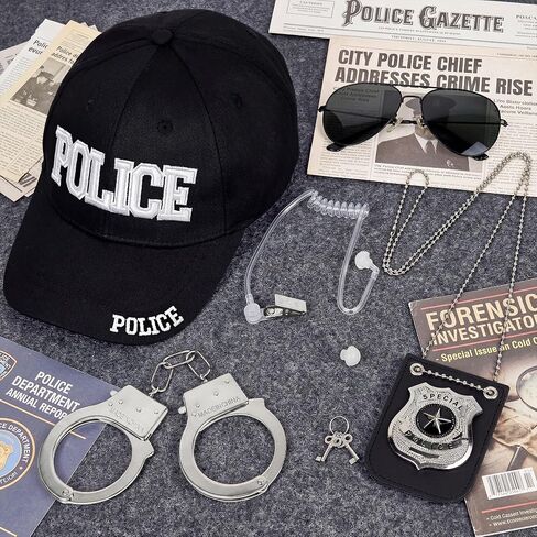 Yezmo Police Costume Accessories, Cop Costume Accessories Kit with Cop Hat Badge Handcuffs for Adult Halloween Dress up in Saudi Arabia