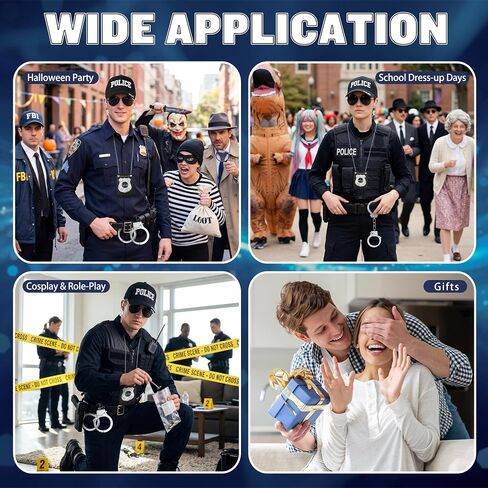 Yezmo Police Costume Accessories, Cop Costume Accessories Kit with Cop Hat Badge Handcuffs for Adult Halloween Dress up in Saudi Arabia