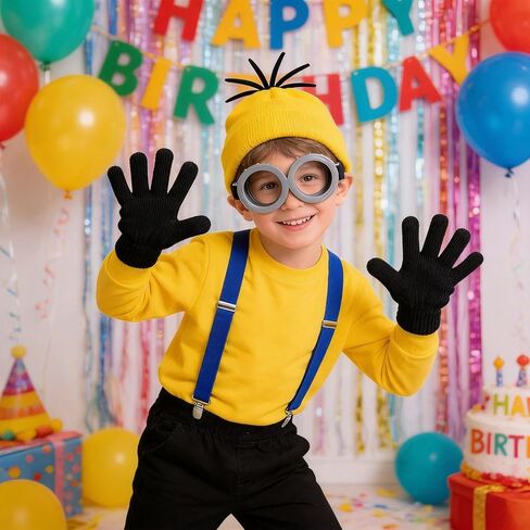 ZIW 6 Pcs Kids Halloween Costume Accessories Set Funny Accessory Kit for Boys Girls with Beanie Goggles Gloves Blue Suspenders Buttons Banana Keychain Dress Up Props ZW282 in Saudi Arabia