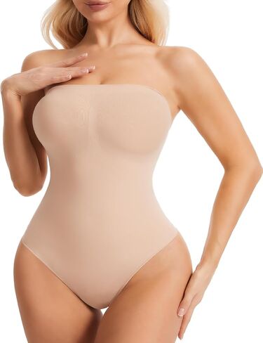 Strapless Shapewear for Women, Tummy Control Seamless Bodysuit Under Dress, Full Body Shaper with Removable Straps in Saudi Arabia