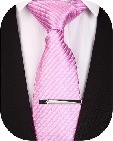 Striped Tie Set for Men Formal Silk Necktie and Tie Clip Set Gift Box Business Wedding in Saudi Arabia