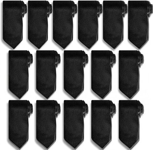 16 Pack Men's Tie Bulk, Black Ties for Men, Solid Color Satin Necktie Set, 3.15'' Wide Formal Business Wedding Office Graduation Attire Accessories in Saudi Arabia
