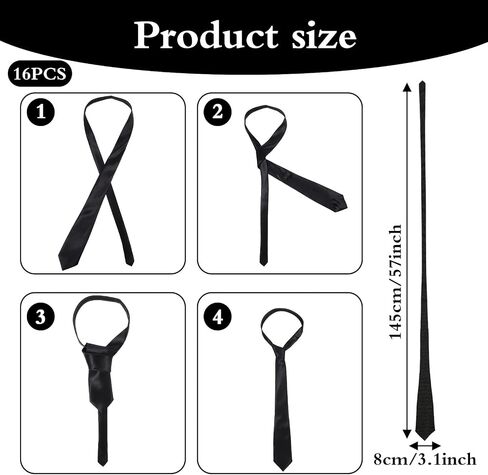 16 Pack Men's Tie Bulk, Black Ties for Men, Solid Color Satin Necktie Set, 3.15'' Wide Formal Business Wedding Office Graduation Attire Accessories in Saudi Arabia