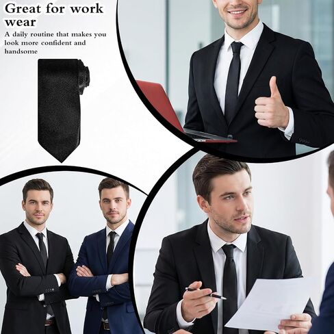 16 Pack Men's Tie Bulk, Black Ties for Men, Solid Color Satin Necktie Set, 3.15'' Wide Formal Business Wedding Office Graduation Attire Accessories in Saudi Arabia