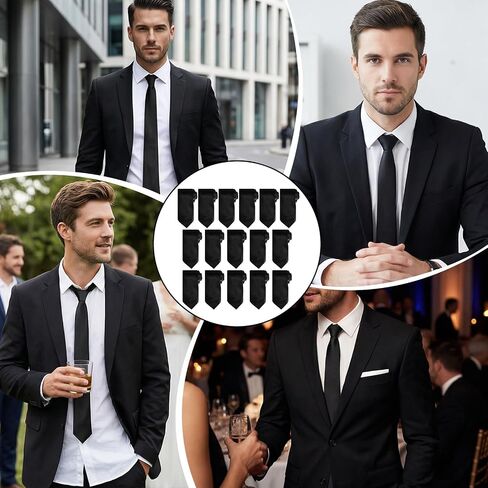 16 Pack Men's Tie Bulk, Black Ties for Men, Solid Color Satin Necktie Set, 3.15'' Wide Formal Business Wedding Office Graduation Attire Accessories in Saudi Arabia