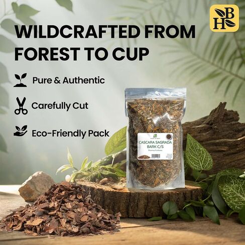 Herb To Body Cascara Sagrada Bark Cut & Sifted and Basil Leaf Powder 4oz Each Bundle – Herbal Ingredients for Tea and Culinary Use in Kuwait