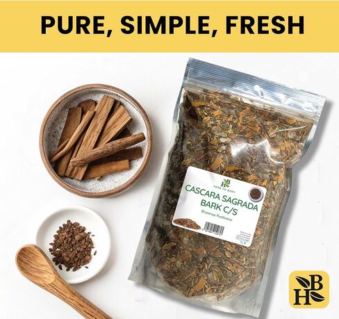 Herb To Body Cascara Sagrada Bark Cut & Sifted and Basil Leaf Powder 4oz Each Bundle – Herbal Ingredients for Tea and Culinary Use in Kuwait