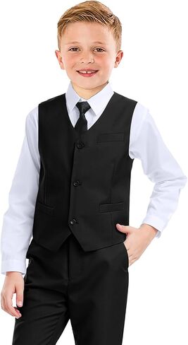 Boys Formal Suit 5 Piece Kids Toddler Tuxedos for Wedding Ring Bearer Outfit Boy Dress Clothes with Shirt and Tie in Kuwait