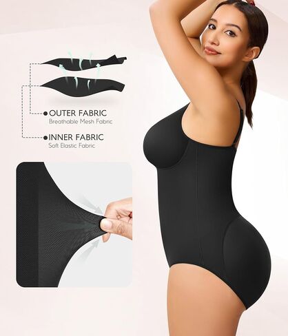 MERYOSZ Shapewear Tummy Control Body Shaper for Women V Neck Faja Shapewear Bodysuit with Zipper in Saudi Arabia