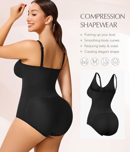 MERYOSZ Shapewear Tummy Control Body Shaper for Women V Neck Faja Shapewear Bodysuit with Zipper in Saudi Arabia