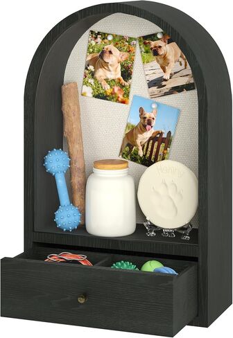 Pet Memorial Shadow Box, Arched Wooden Box with Front Opening Vintage Latch, Drawer Design for Dog Memorial, Wall Hanging or Tabletop Memory Box for Pets or Loved Ones, Keepsake Display Case in Kuwait