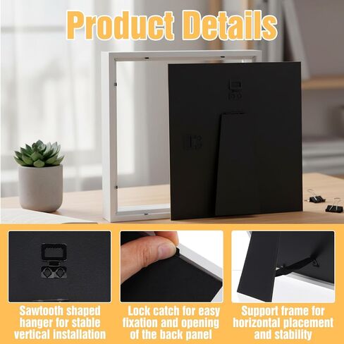 4 Pack 8 x 8in Shadow Box Picture Frame - 3D Picture Frame White Square Shadow Box - Plastic Shadowboxe Display Case for Wedding Memories Crafts, Awards, Medals,Tickets and Photos in Kuwait