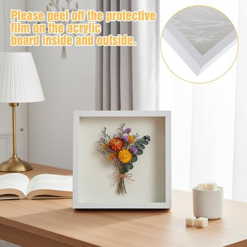 4 Pack 8 x 8in Shadow Box Picture Frame - 3D Picture Frame White Square Shadow Box - Plastic Shadowboxe Display Case for Wedding Memories Crafts, Awards, Medals,Tickets and Photos in Kuwait