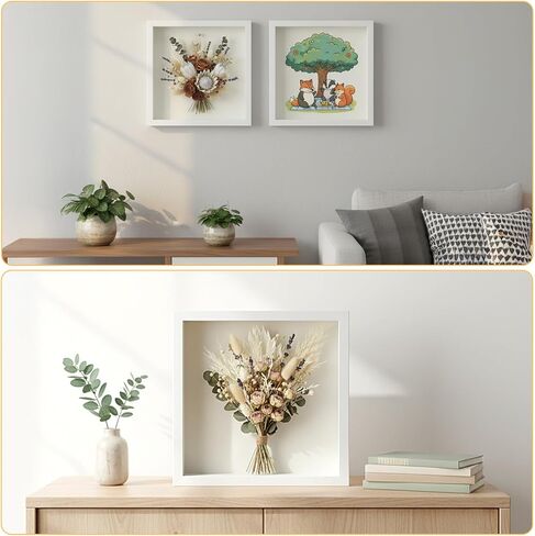 4 Pack 8 x 8in Shadow Box Picture Frame - 3D Picture Frame White Square Shadow Box - Plastic Shadowboxe Display Case for Wedding Memories Crafts, Awards, Medals,Tickets and Photos in Kuwait