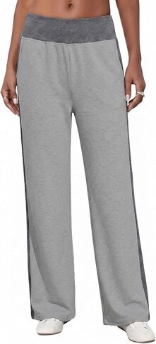 Women Wide Leg Sweatpants High Waist Striped Athletic Pants Casual Baggy Track Pants Joggers with Pockets in Saudi Arabia