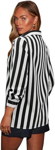 siliteelon Button Down Shirts for Women Striped Dress Shirts Long Sleeve Casual Collared Office Work Blouses Tops in Kuwait
