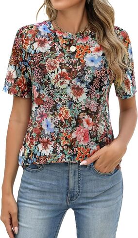 Avidlove Womens Mesh Sheer Tops Sexy Short Sleeve Summer Blouse Loose Fit Party Clubwear Cover Tops Going Out Shirts in Saudi Arabia