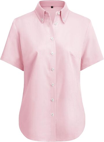 siliteelon Button Down Shirts for Women Oxford Shirt Short Sleeve Wrinkle Free Dress Shirts Work Business Office Blouse in Kuwait