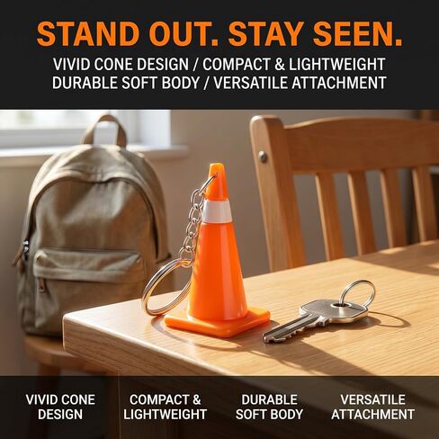 jojofuny Mini Traffic Cone Keychain, Construction Keychain for Backpack, Purse and Keys, Small Safety Bag Charm Pendant, Roadwork Novelty for Car Lovers and Work Theme Party in Kuwait