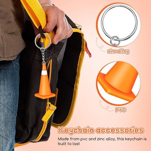 jojofuny Mini Traffic Cone Keychain, Construction Keychain for Backpack, Purse and Keys, Small Safety Bag Charm Pendant, Roadwork Novelty for Car Lovers and Work Theme Party in Kuwait