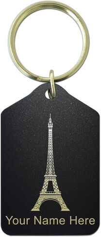 Keychain, Eiffel Tower, Personalized Engraving Included (Black Metal) in Saudi Arabia