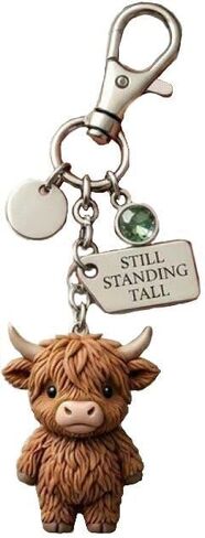 Roselover A Little Highland Cow Keychain for You 3D Resin Highland Cow Bag Charm Sentiment Card Animal Car Accessories Gifts in Saudi Arabia