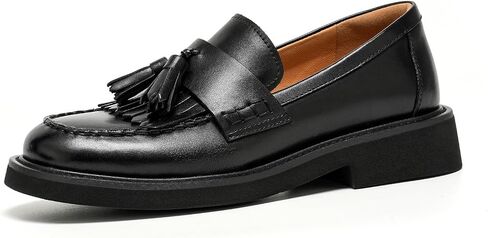 BEAU TODAY Womens Loafer Shoes, Tassel Loafers for Women, Slip-On Loafer Flats Leather Comfortable Non-Slip Casual Business Fashion Flat Shoes in Kuwait
