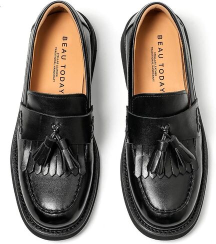 BEAU TODAY Womens Loafer Shoes, Tassel Loafers for Women, Slip-On Loafer Flats Leather Comfortable Non-Slip Casual Business Fashion Flat Shoes in Kuwait