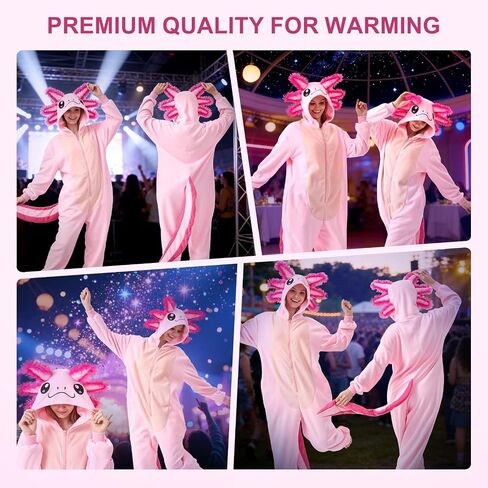 Axolotl Costumes Halloween Cute Axolotl Onesie for Adults Cartoon Animal Christmas Cosplay One-piece Pajamas in Saudi Arabia